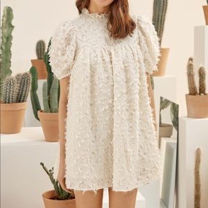 Ruffled Babydoll Cottage Core Ivory Mini Dress